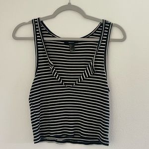 F21 Black & White Striped v-Neck Tank Top 🖤🤍